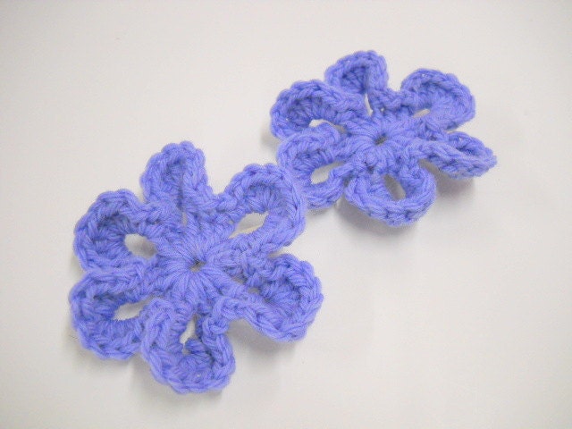 Blue Crocheted Flower Hair Clips