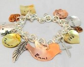 Handstamped charm bracelet mixed metals