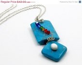Chakra Necklace Turquoise w Rainbow Crystals - MysticWynd
