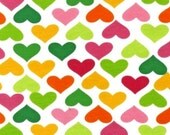 One (1) Yard - Laguna Cotton Jersey Knit Multi Colored Hearts by Robert Kaufman Fabrics AAKBF-12868-193 SUMMER