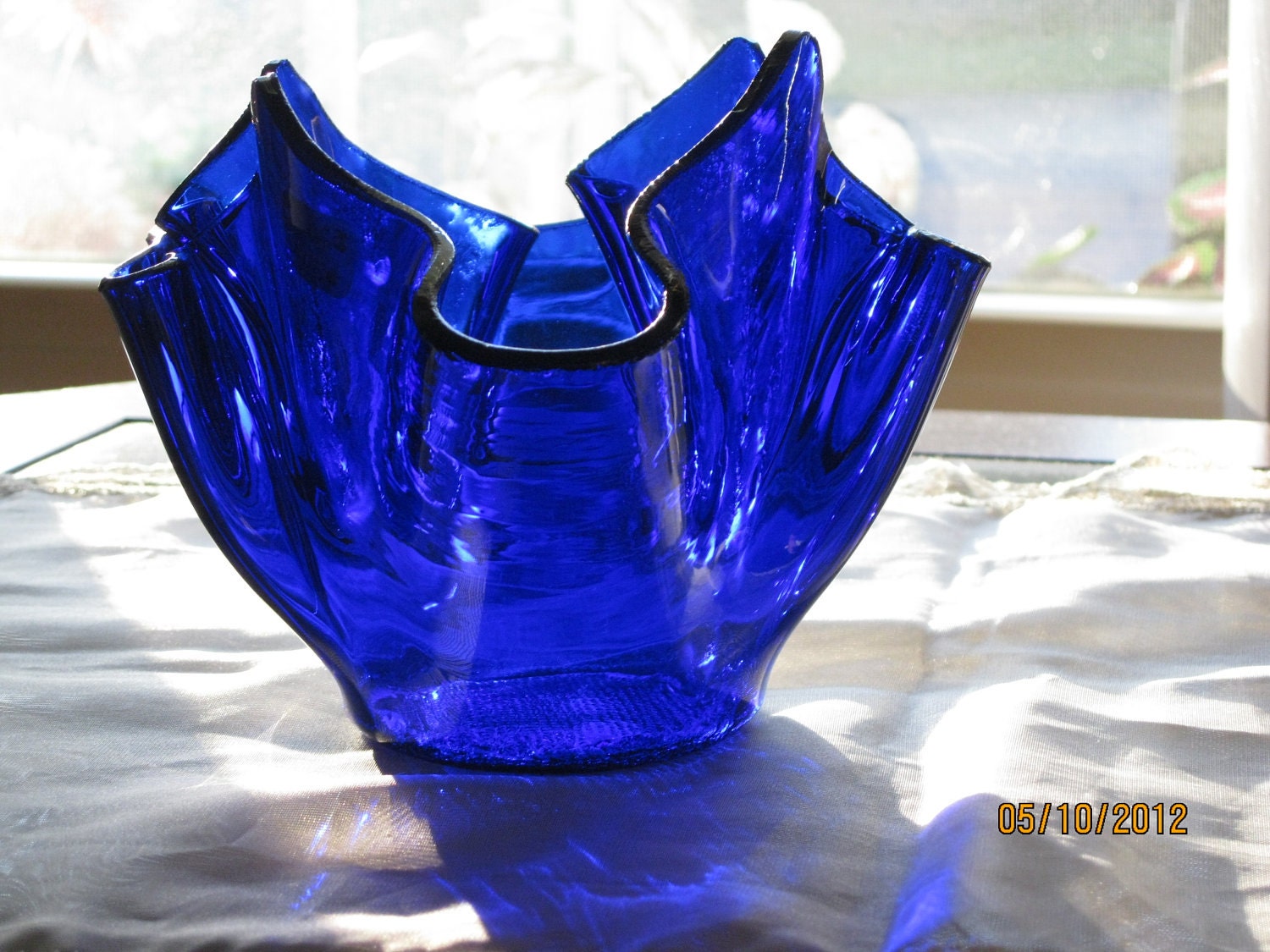 Slumped Cobolt Blue Candleholder - Vase - Item 3-1028