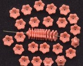 Vintage Plastic Flower Beads - Peachy Coral Color - 36 Pcs.
