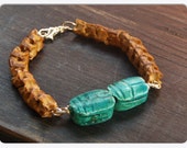 Curse of the Nile Queen. Turquoise Scarabs, Genuine Python Bones, bracelet