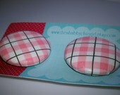 Black/White/Pink Plaid Pattern Ponytail Holder Set (2 holders)