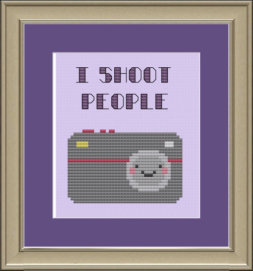 I shoot people: cute camera cross-stitch pattern