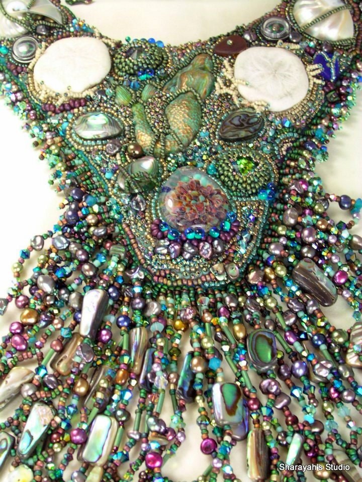 Enchanting Mermaid  Bead Embroidery Necklace: - 4uidzne