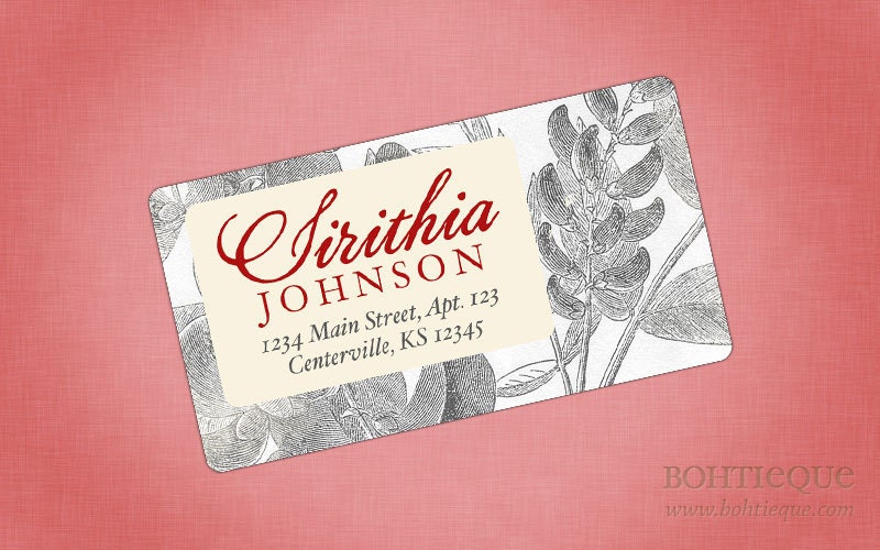 Flora Grey Address Label