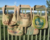 5 Burlap Coffee Tote Bags