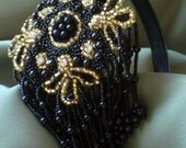 Hair bridal accessories, Bridal Party Headpiece, Black and Gold applique also available in Gold and Plum