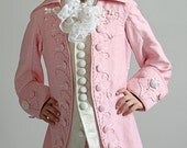 Pink Silk Rococo Boys Outfit with Hand Embroidery - Jacket, Vest, Knee Pants (Children's Size 8)