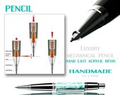 20% ALL PENS On SALE Now Handmade Mechanical Pencil  High quality Fordite Acrylic (Green and white swirled) Professionally High quality cli