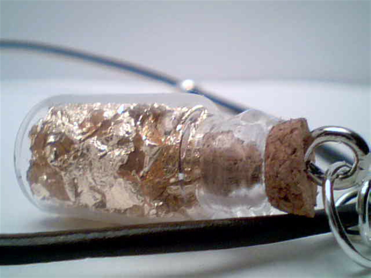 Genuine gold flake's mini vial bottle handmade necklace
