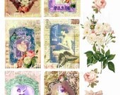 Ballerina,Roses,Shabby Chic- Printable Digital Collage Sheet,Digital Download.Gift Tags.Decoupage.