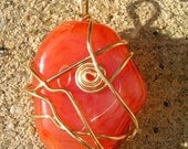 Free Form Wire Wrapped Carnelian Pendant