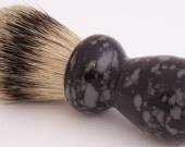 Black and Gray Tru-Stone 24mm Silvertip Badger Shaving Brush Handle (Handmade in USA)