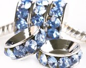 FREE SHIPPING   European beads Rhinestone Charm Blue PBB516