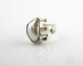 Unusual Pearl Ring - Unique - Recycled Sterling Silver - Adjustable  - Ready to Ship - serpilguneysudesigns