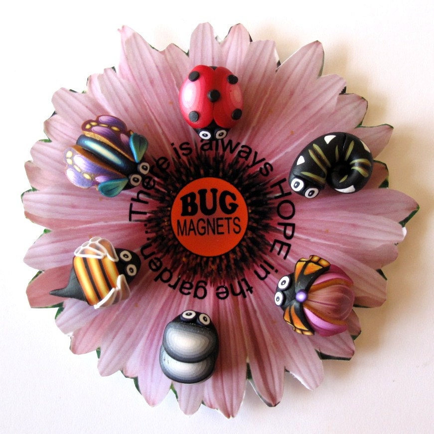 Bug Magnets on Pink Flower