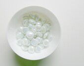 10 Glass Gems White Opalescent Iridescent