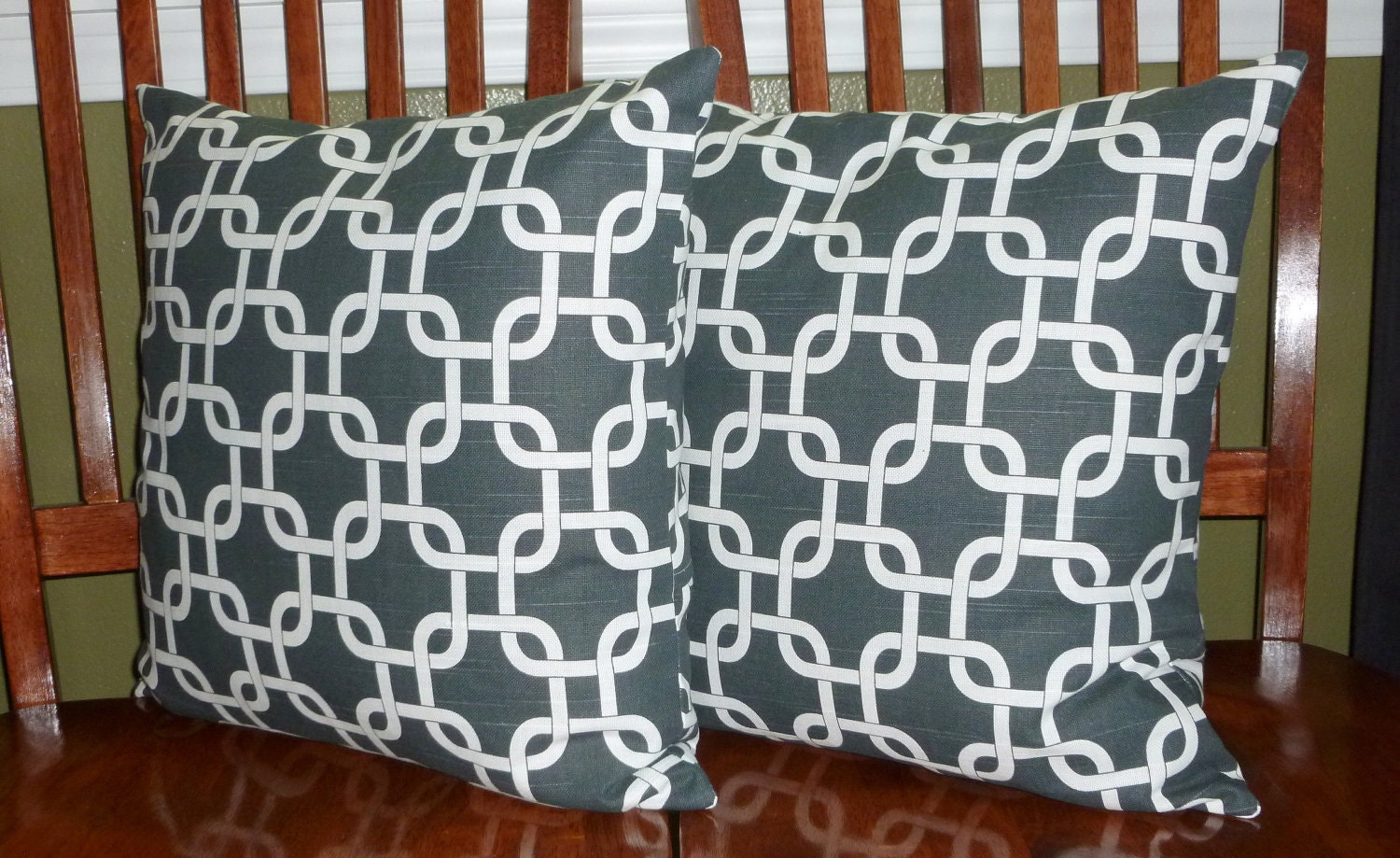 Decorative Pillow Covers in Charcoal and White -Two 18 Inch
