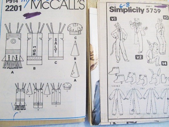 Two Costume Patterns- Cat, Bear, Rabbit, Lion, Rocket, Salt, Pepper, Crayon