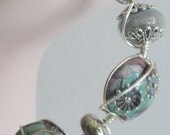 Purple Sage Debbie Sanders Lampwork Bead Wire Wrapped Sterling Silver Bracelet