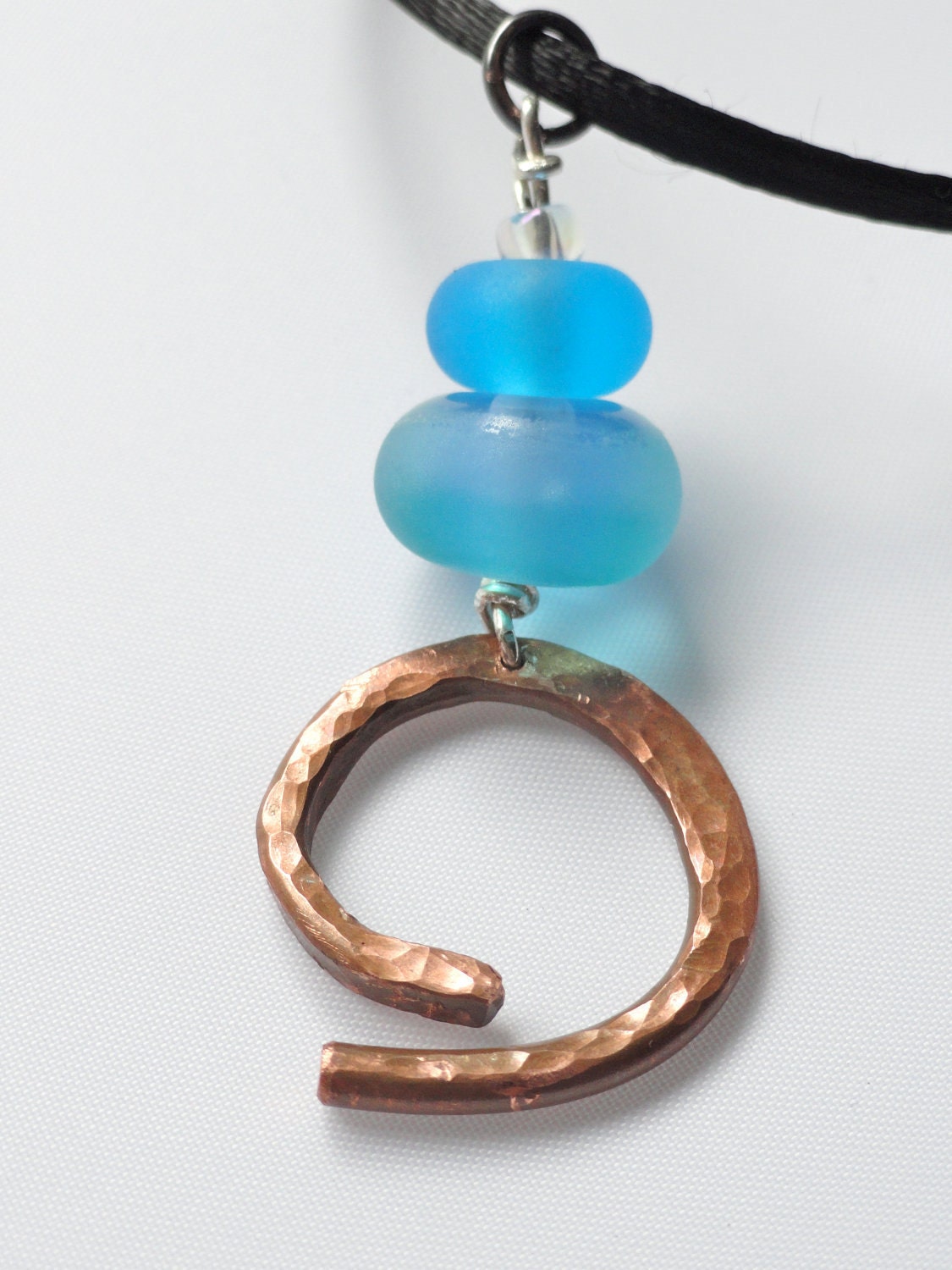 Cosmic Copper and Sapphire Blue Pendant with Sterling Silver Clasp