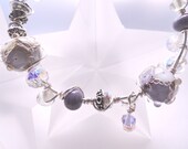 Whispers of Lilac Lampwork Bead Wire Wrapped SS Bracelet