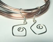 One Inch Geometric Silver Earrings w Sterling Silver Ear Wires