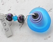 Caribbean Blue and Purple Sterling Silver Wire Wrapped Pendant