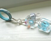 Awesome Aqua Tee Shirt Pendant with Venetian DIcrhoic  Cane Glass and Artisan Beads