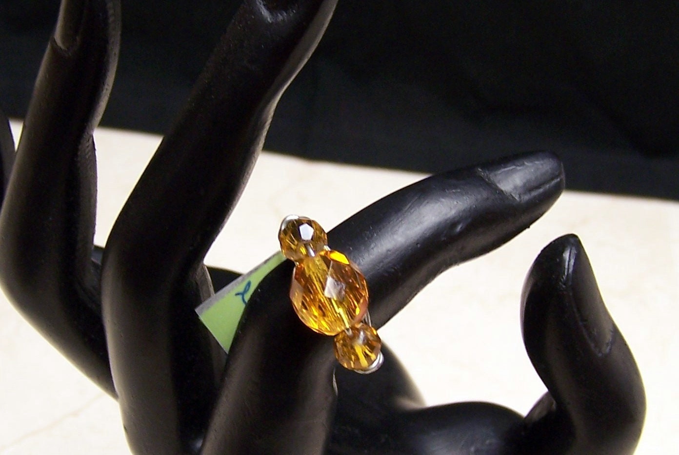 CELARANCE - Amber Swavorski Crystal Wire Wrapped Ring