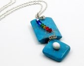 Chakra Necklace Turquoise w Rainbow Crystals