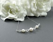 Crystal and Pearl Necklace in Sterling Silver - Chloe