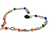 Eyeglass Lanyard w Glass Beads - Love is a Double Rainbow