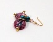 Pink and Teal Dangle Earrings - Cotton Candy Skies
