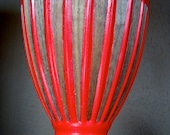 Upcycled Vintage Ceramic Lamp - Tornado Red with Walnut Veneer