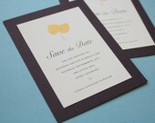 50 Save the Date Cards Aspen Leaf screenprinted and double layered