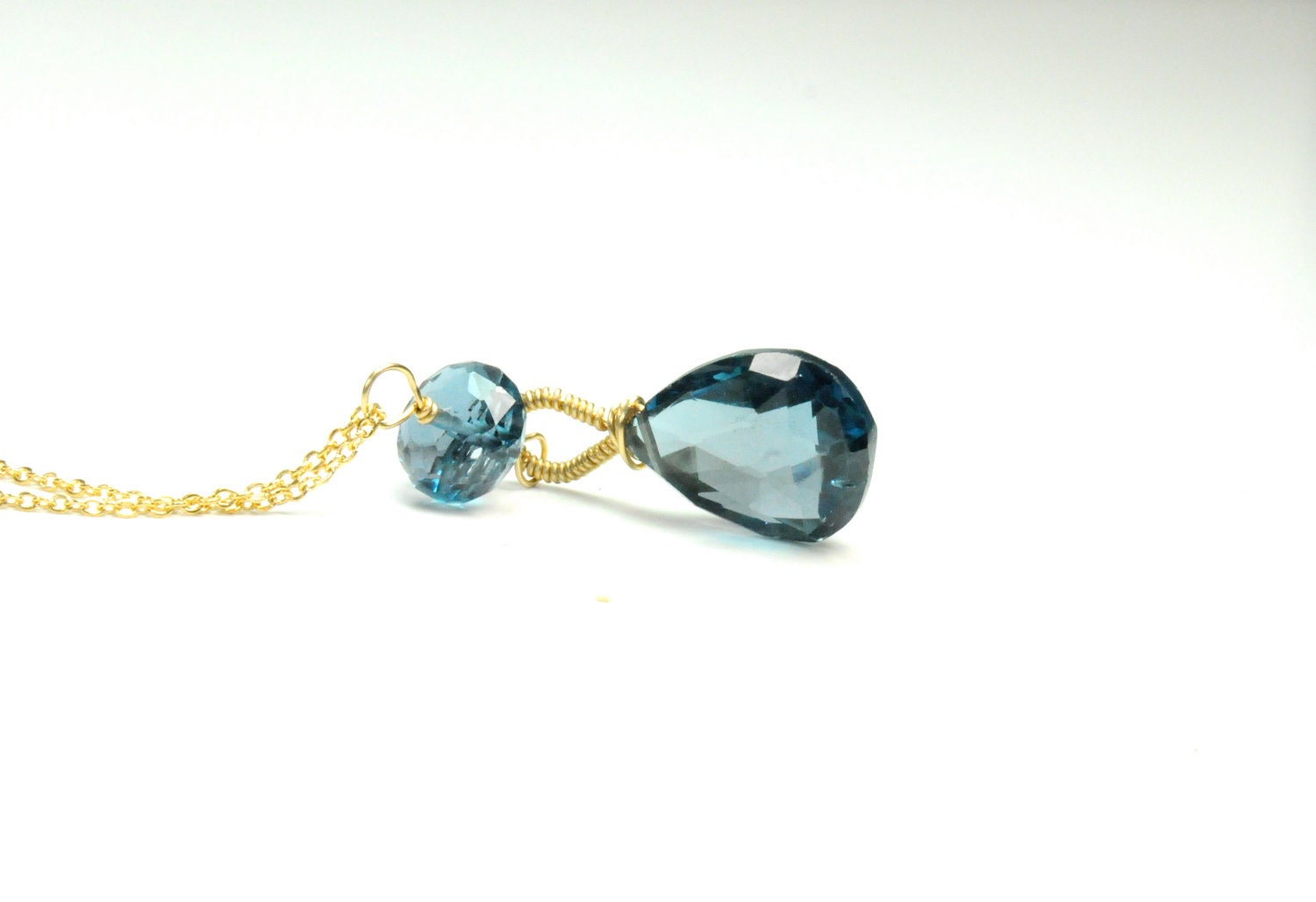 Dainty London Blue Topaz Necklace in Gold:)Perfect Bridal Necklace