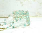 Apatite and Aqua Marine Crochet Bracelet:) Bridal Jewelry