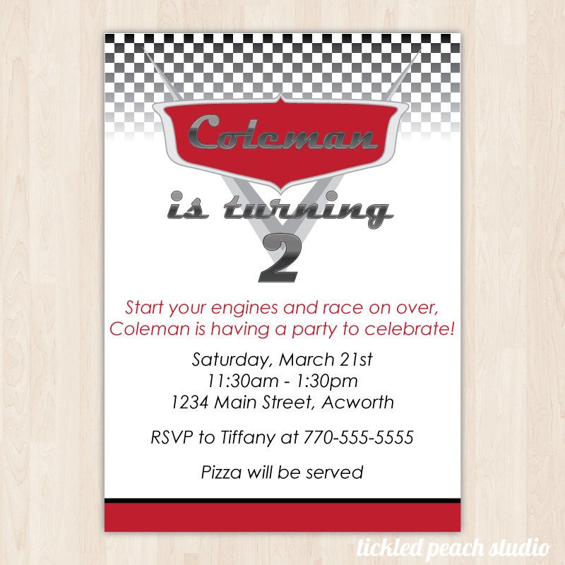 Cars Birthday Invitation - DIY PRINTABLE or PRINTED - by Tickled Peach Studio Il_170x135