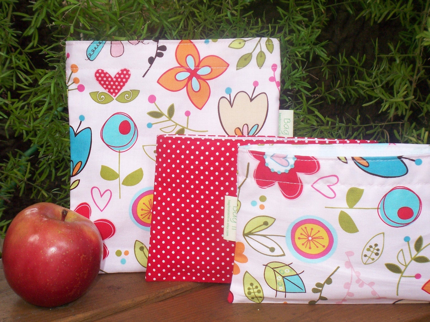Reusable sandwich and snack bag set - Sunny, happy skies with snack bag of your choice