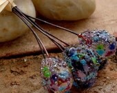 WILDFLOWERS DROP SPARKLE Head Pins - Set of 6 Handmade Lampwork Head Pins