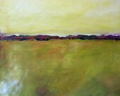 Abstract Landscape Modern Abstract Art 18x18 Olive Green and Violet Purple Abstract Painting by Marie
