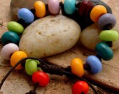 COLOR MY WORLD - Handmade Lampwork Beads, Waxed Cottom Cord