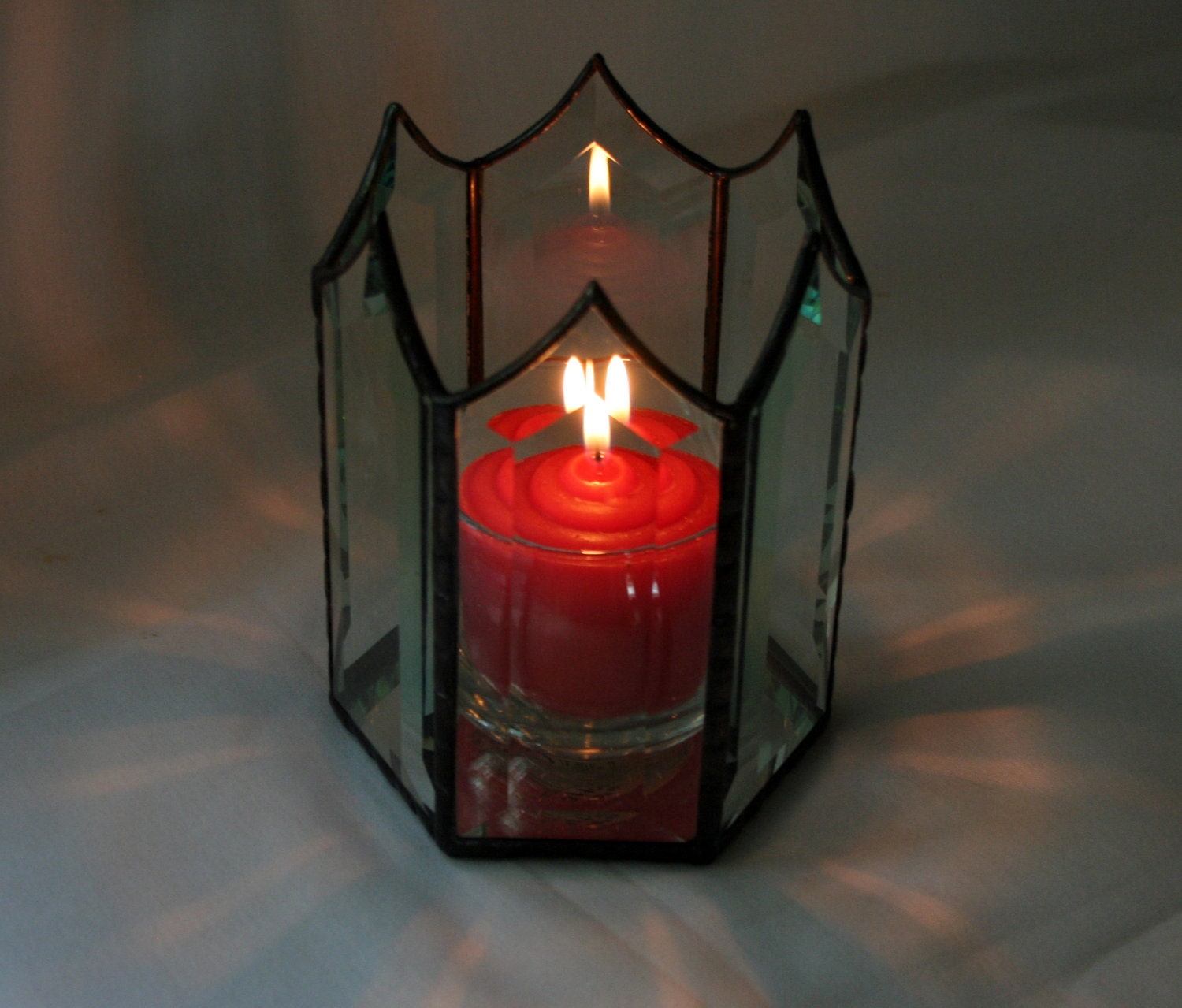 Stained Glass Beveled Candle Holder