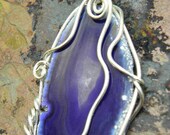 Lake Calm, Handcut Agate Slice, and Sterling Silver filled Pendant, ThePurpleLilyDesigns
