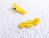 Button Hair Clips -Yellow Flowers - set of 2