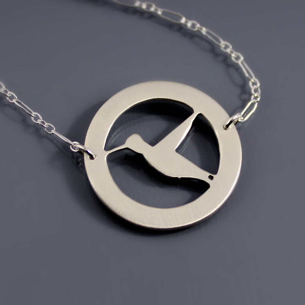 Hand Cut Silver Hummingbird Necklace - Featured in Birds and Blooms Magazine