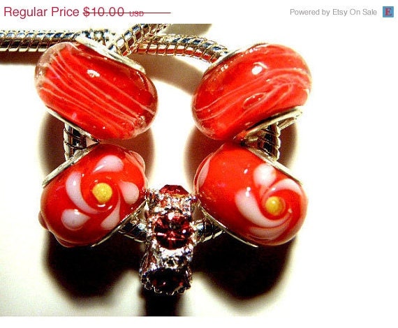 30% CEARANCe SALe and FREe SHIPPING European beads Set red charms  PBS399 fits european style bracelets